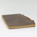 CELINE Clutch Tasche Macadam Canvas PVC Leder Braun Gold Auth 90268-5