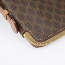 CELINE Macadam Canvas Clutch Bag PVC Leather Brown Gold Auth 90268-14
