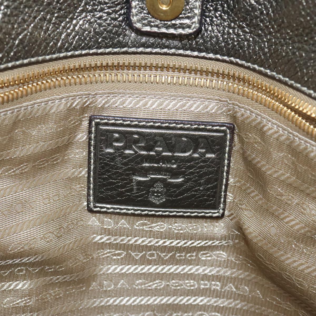 PRADA Hand Bag Canvas 2way Beige Gold Auth 90273