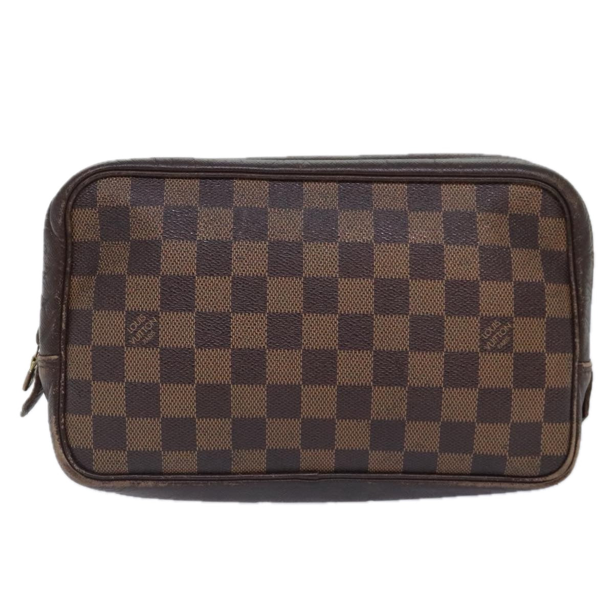 LOUIS VUITTON Damier Ebene Trousse Toilette25 Clutch Bag N47624 LV Auth 90282