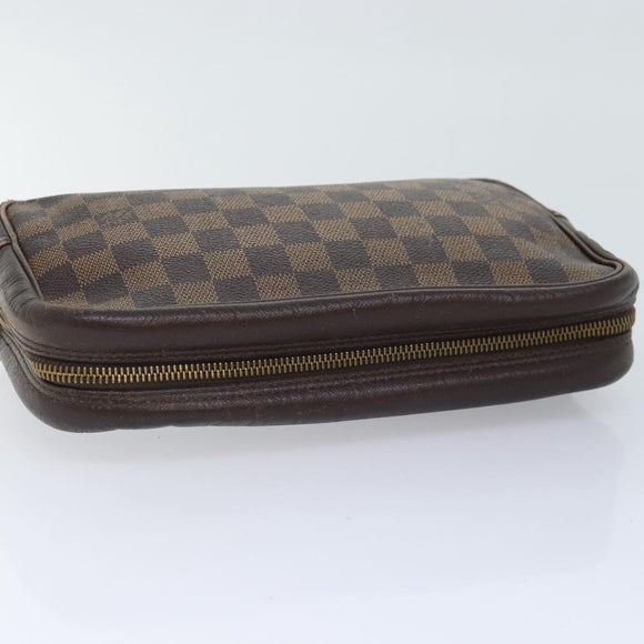 LOUIS VUITTON Damier Ebene Trousse Toilette25 Clutch Bag N47624 LV Auth 90282