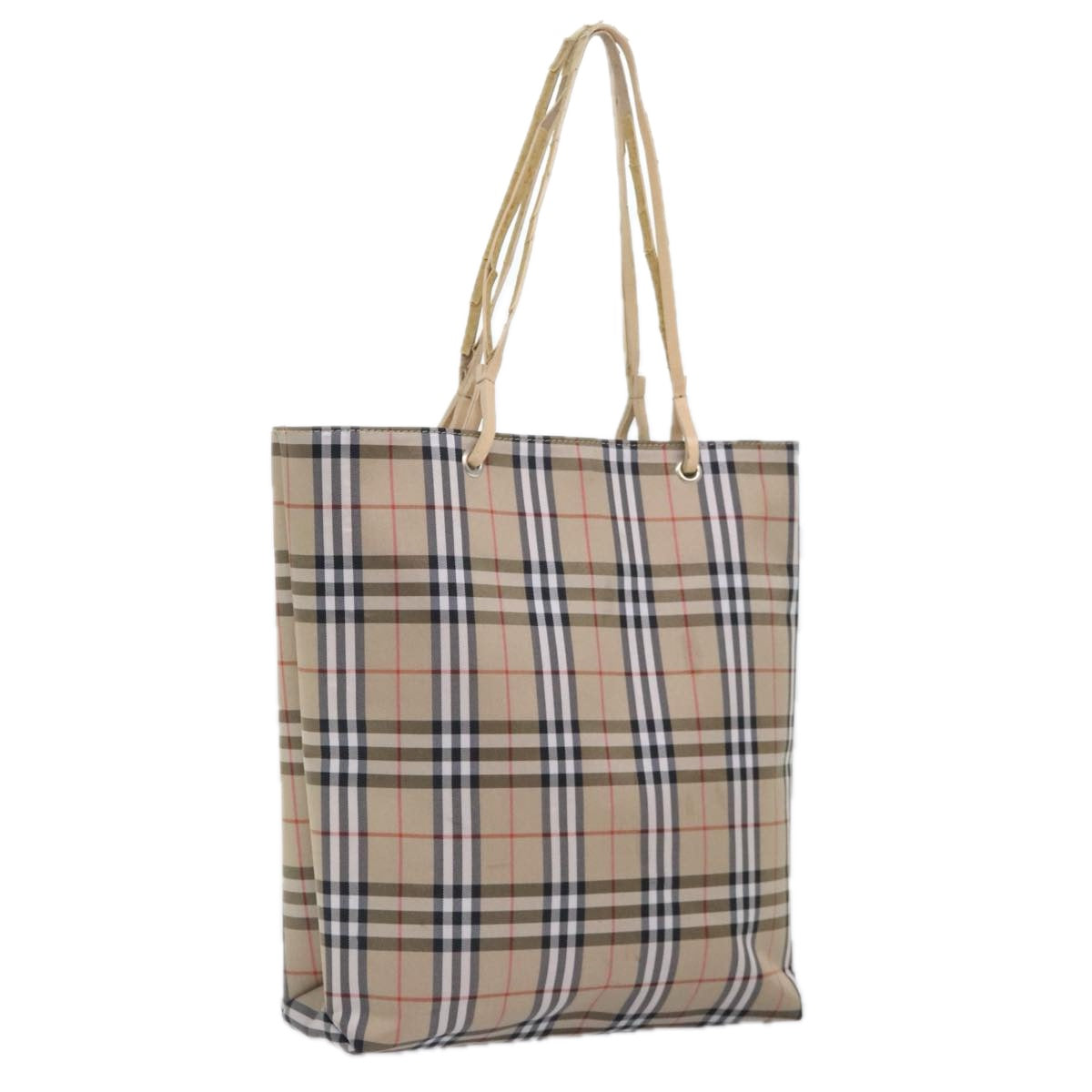 BURBERRY Nova Check Tote Bag Nylon Beige Auth 90284