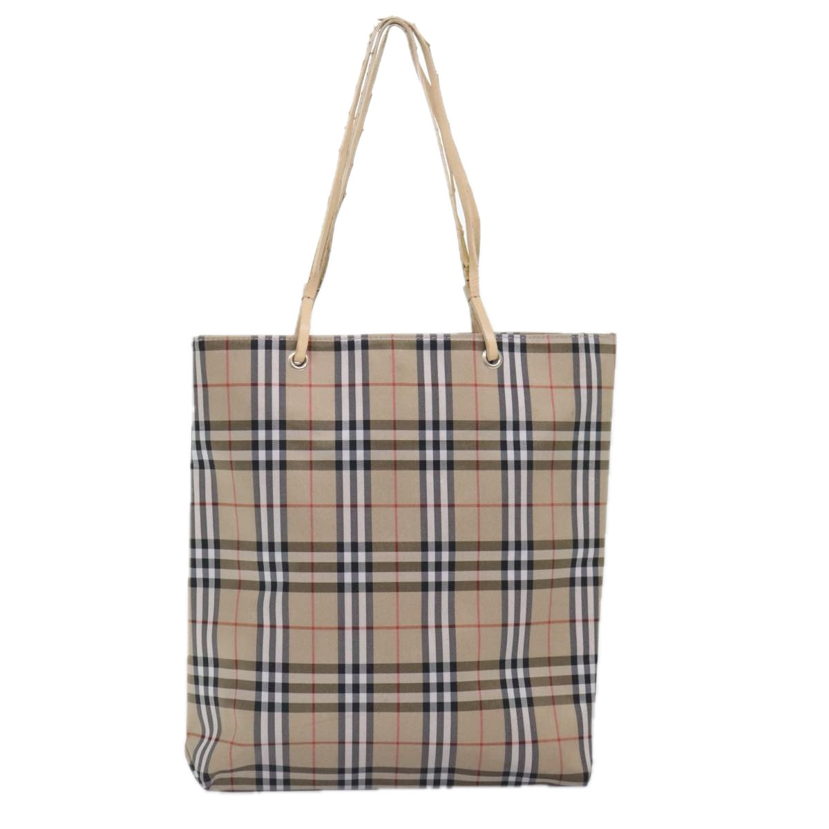 BURBERRY Nova Check Tote Bag Nylon Beige Auth 90284 - 0