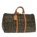 LOUIS VUITTON Monogram Graffiti Keepall 50 Boston Bag Khaki M92196 Auth 90286SAV-1