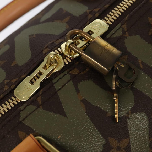 LOUIS VUITTON Monogram Graffiti Keepall 50 Boston Bag Khaki M92196 Auth 90286SAV