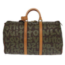 LOUIS VUITTON Monogram Graffiti Keepall 50 Boston Bag Khaki M92196 Auth 90286SAV-13