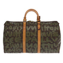 LOUIS VUITTON Monogram Graffiti Keepall 50 Boston Bag Khaki M92196 Auth 90286SAV-2