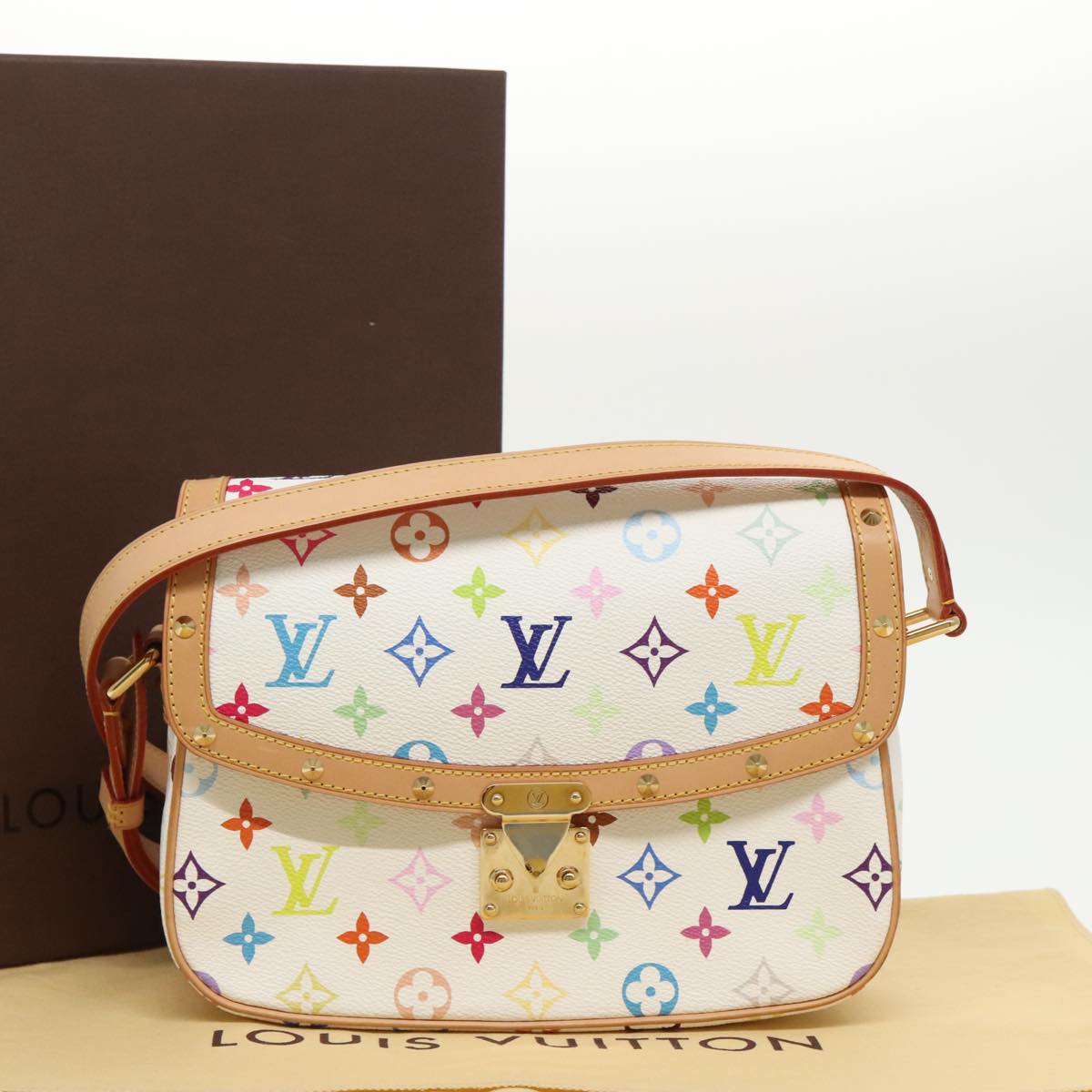 LOUIS VUITTON Monogram Multicolor Sologne Shoulder Bag White M92661 Auth 90289S