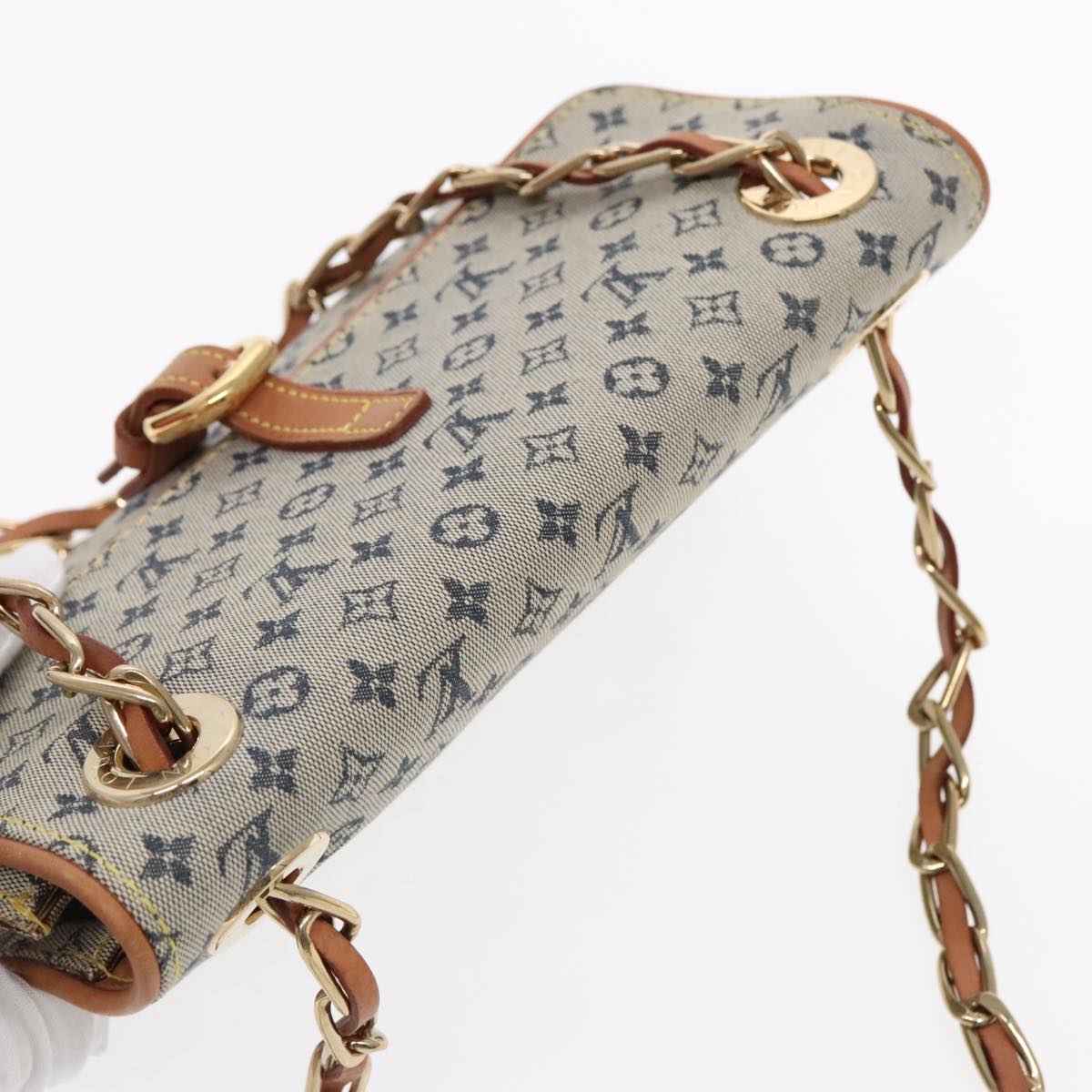 LOUIS VUITTON Monogram Mini Camille Chain Shoulder Bag Blue M92002 Auth 90291