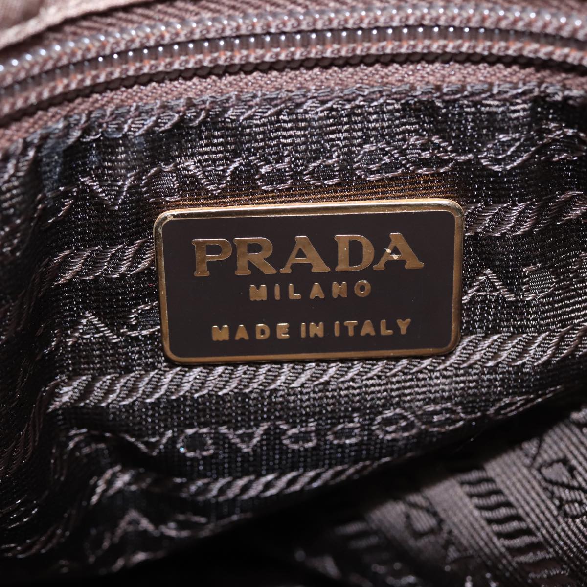 PRADA Chain Shoulder Bag Nylon Beige Gold Auth 90334