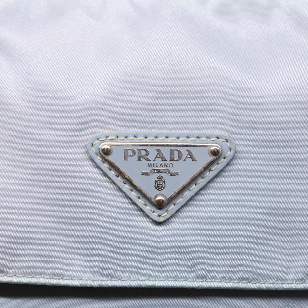 PRADA Shoulder Bag Nylon Light Blue Silver Auth 90337