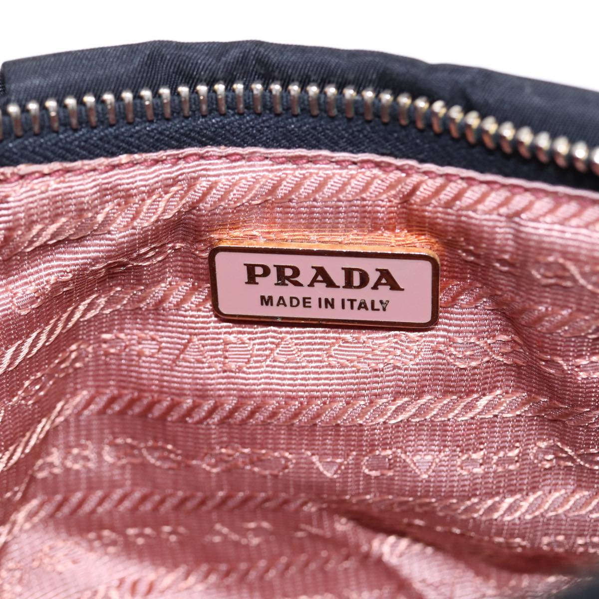 PRADA Pouch Nylon Black Gold Auth 90352