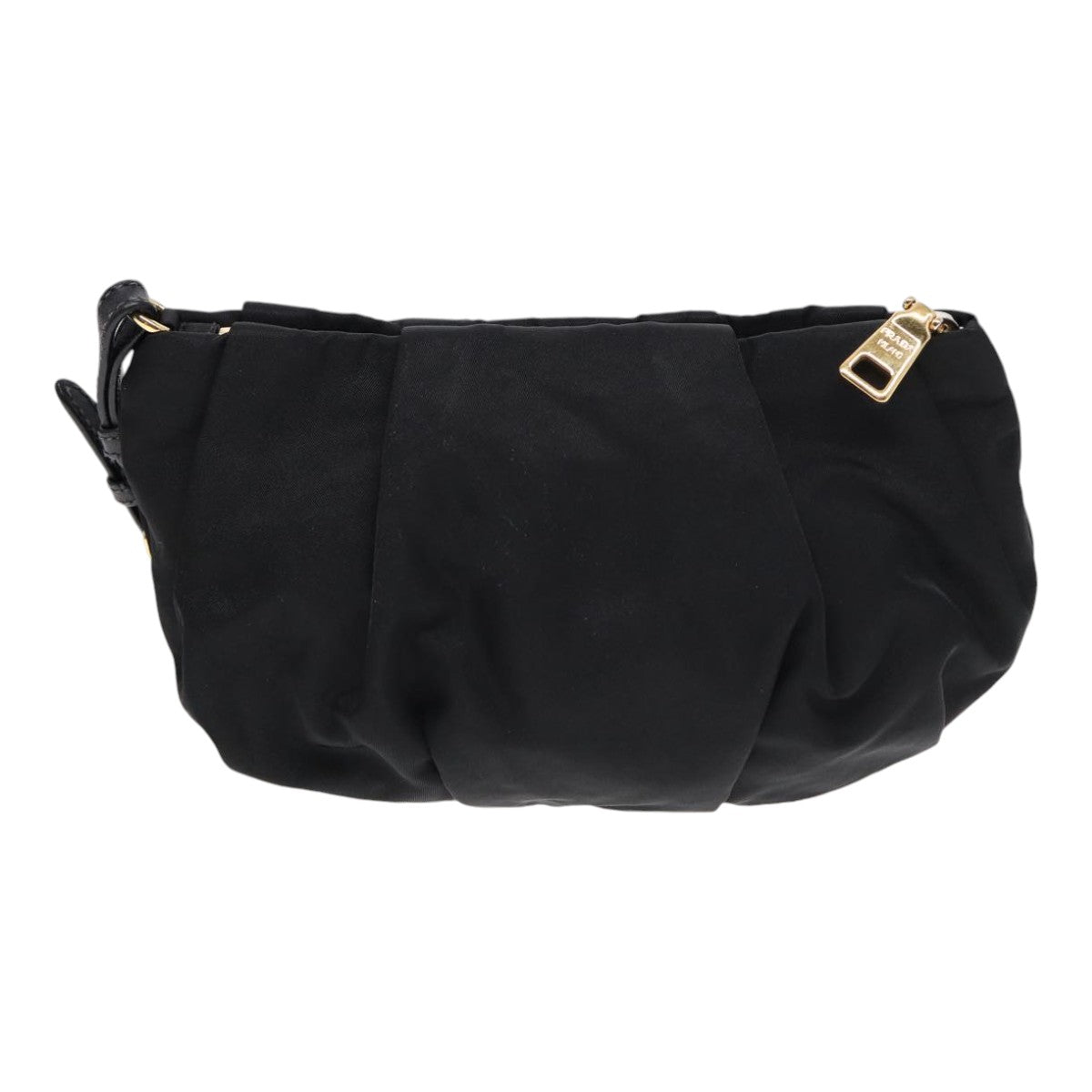 PRADA Pouch Nylon Black Gold Auth 90352