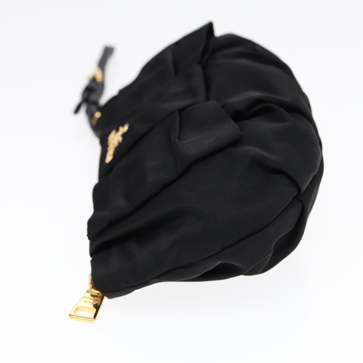 PRADA Pouch Nylon Black Gold Auth 90352