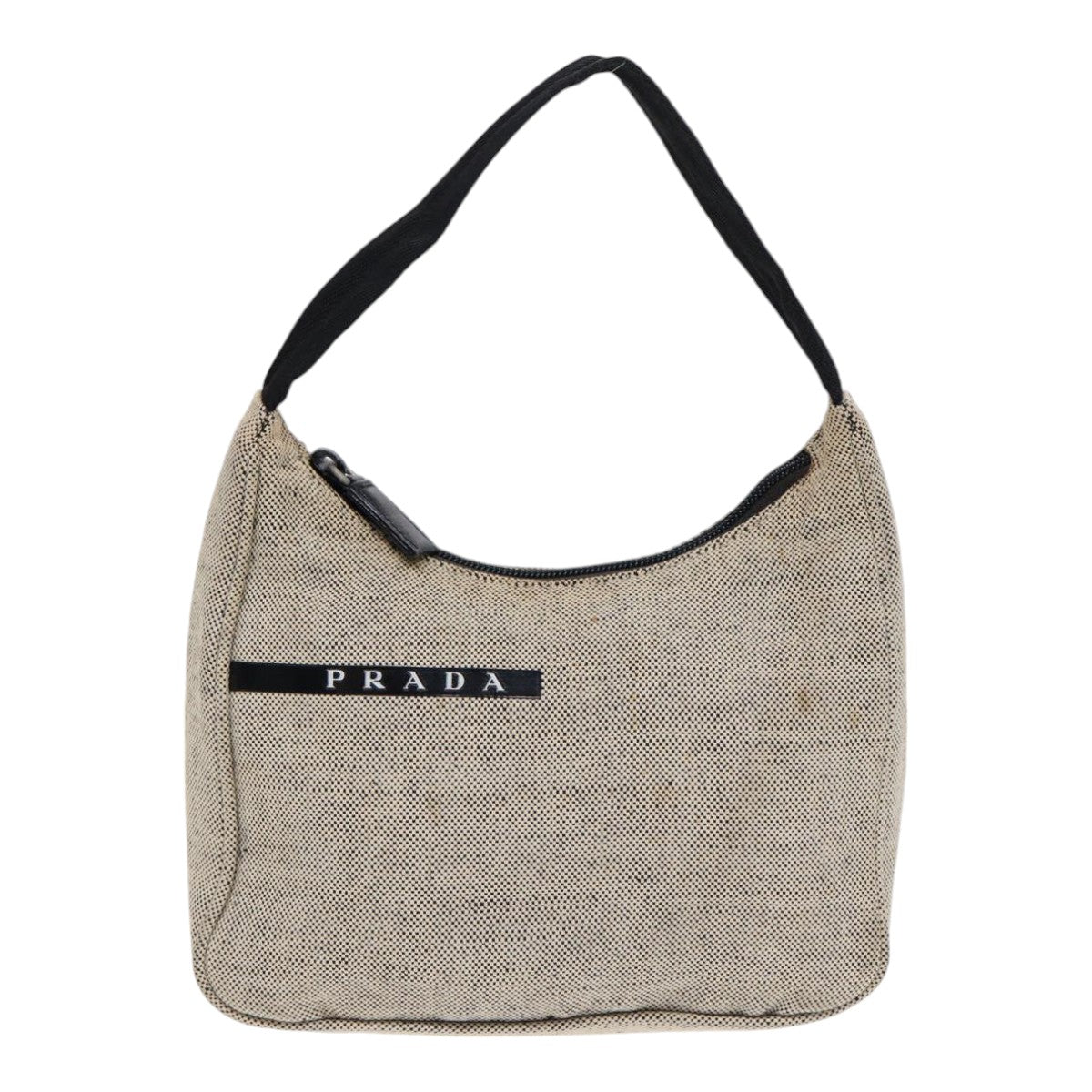 PRADA Sports Hand Bag Canvas Silver Beige Auth 90361 - 0