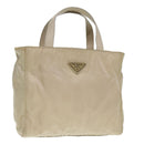 PRADA Hand Bag Nylon Beige Gold Auth 90379-1