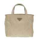 PRADA Hand Bag Nylon Beige Gold Auth 90379-13