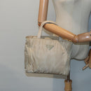 PRADA Hand Bag Nylon Beige Gold Auth 90379-23
