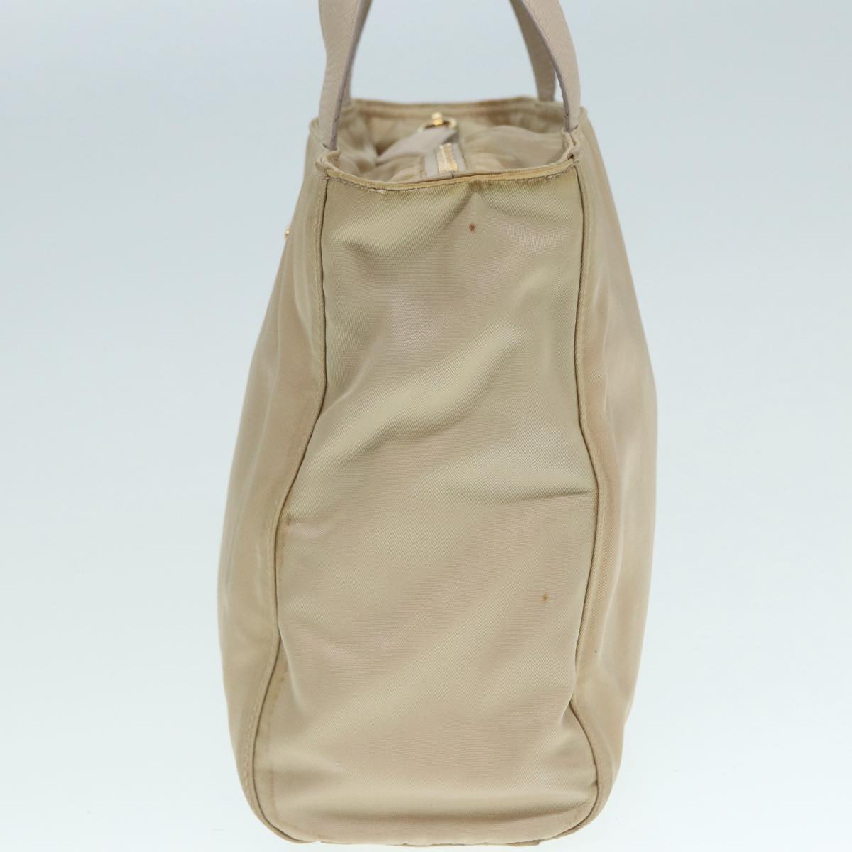 PRADA Hand Bag Nylon Beige Gold Auth 90379