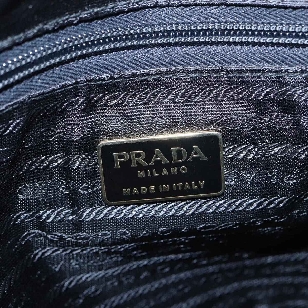 PRADA Hand Bag Nylon Black Gold Auth 90383