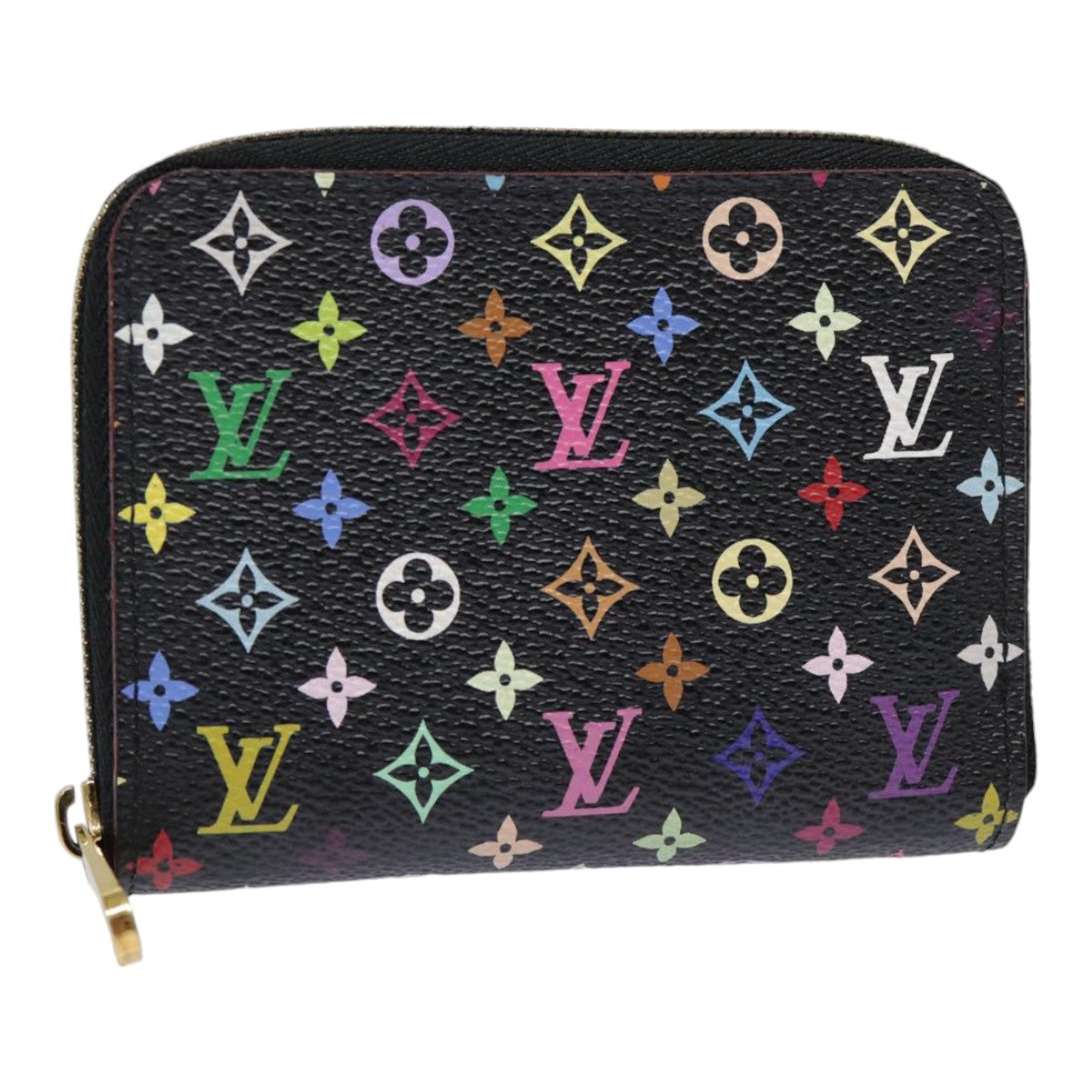 LOUIS VUITTON Monogram Multicolor Zippy Coin Purse  Black M93740 LV Auth 90392