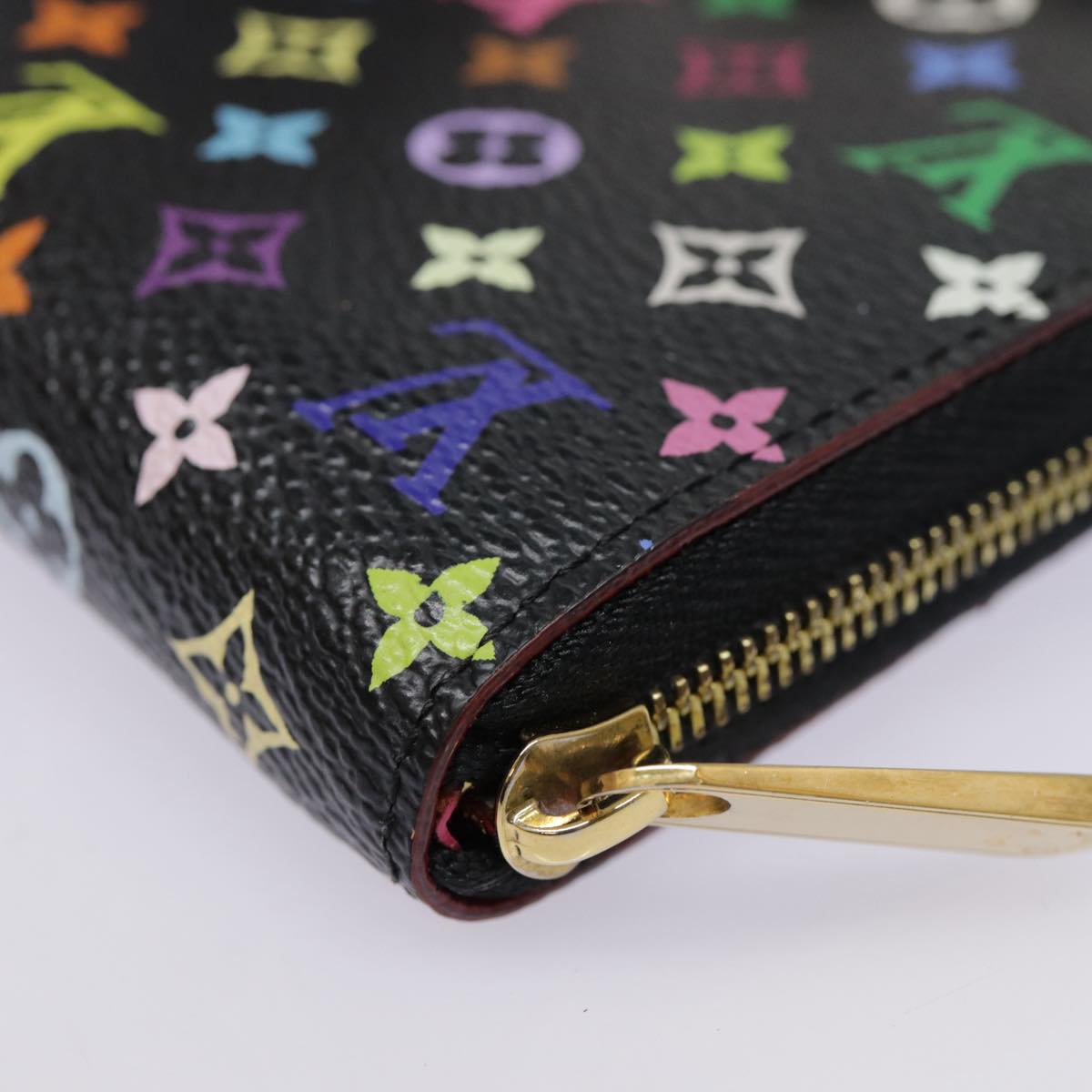 LOUIS VUITTON Monogram Multicolor Zippy Coin Purse  Black M93740 LV Auth 90392