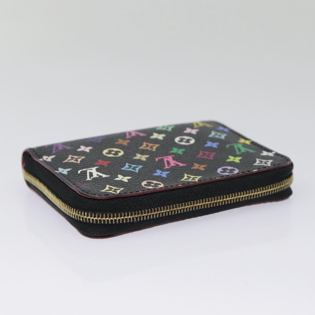 LOUIS VUITTON Monogram Multicolor Zippy Coin Purse  Black M93740 LV Auth 90392