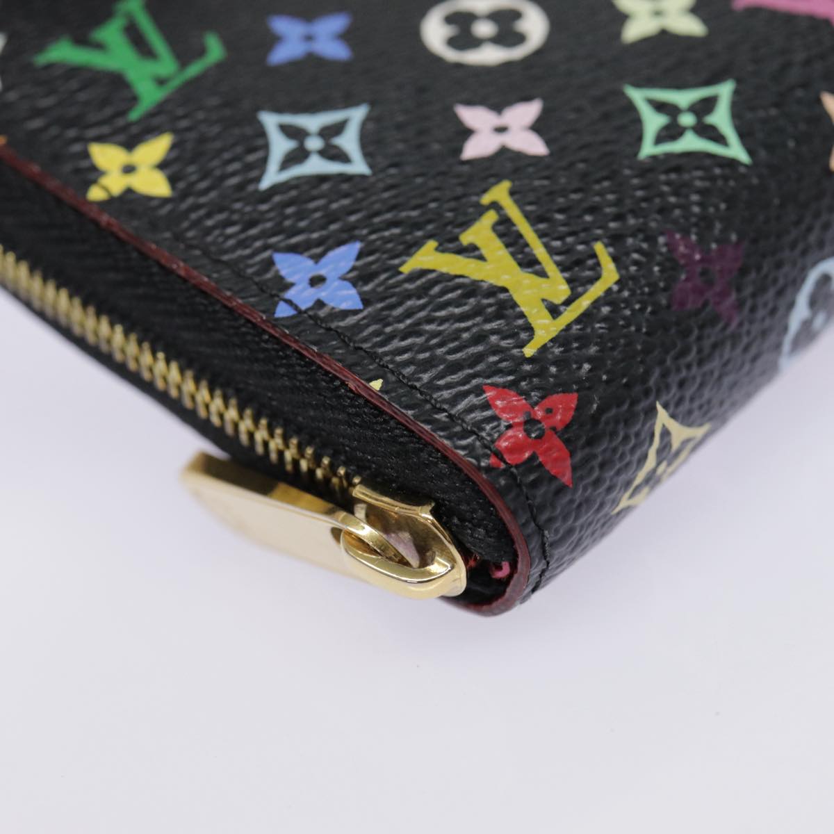 LOUIS VUITTON Monogram Multicolor Zippy Coin Purse  Black M93740 LV Auth 90392