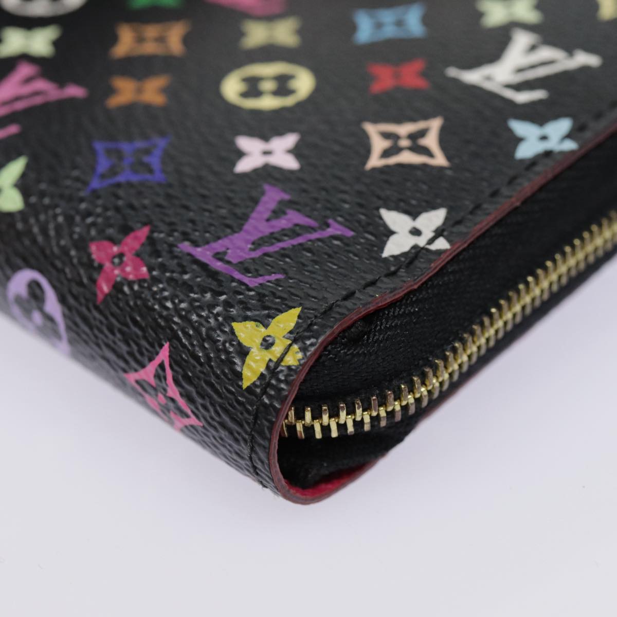 LOUIS VUITTON Monogram Multicolor Zippy Coin Purse  Black M93740 LV Auth 90392