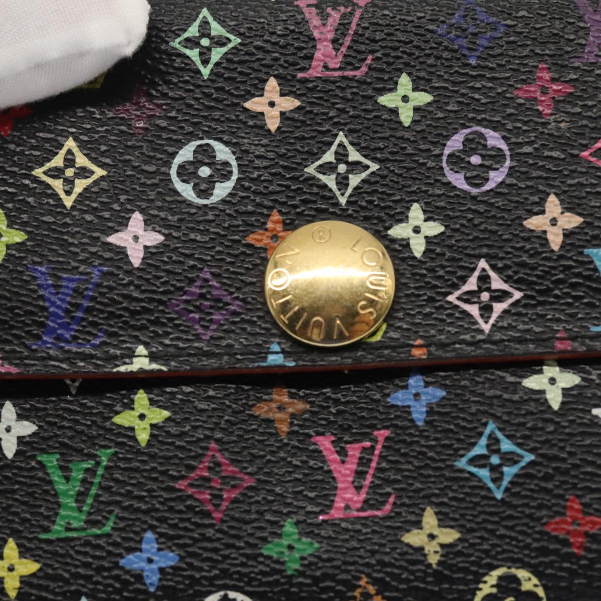 LOUIS VUITTON Multicolor Pochette Porte Monnaie Credit Black M60005 Auth 90393