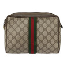 GUCCI GG Supreme Web Sherry Line Clutch Bag PVC Beige Red 89 01 012 Auth 90398-13