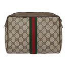 GUCCI GG Supreme Web Sherry Line Clutch Bag PVC Beige Red 89 01 012 Auth 90398-2