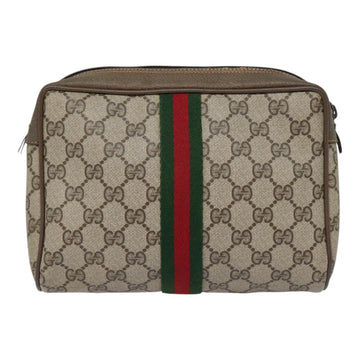 GUCCI GG Supreme Web Sherry Line Clutch Bag PVC Beige Red 89 01 012 Auth 90398 - 0