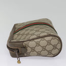 GUCCI GG Supreme Web Sherry Line Clutch Bag PVC Beige Rot 89 01 012 Auth 90398-3