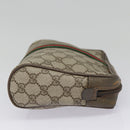 GUCCI GG Supreme Web Sherry Line Clutch Bag PVC Beige Rot 89 01 012 Auth 90398-4