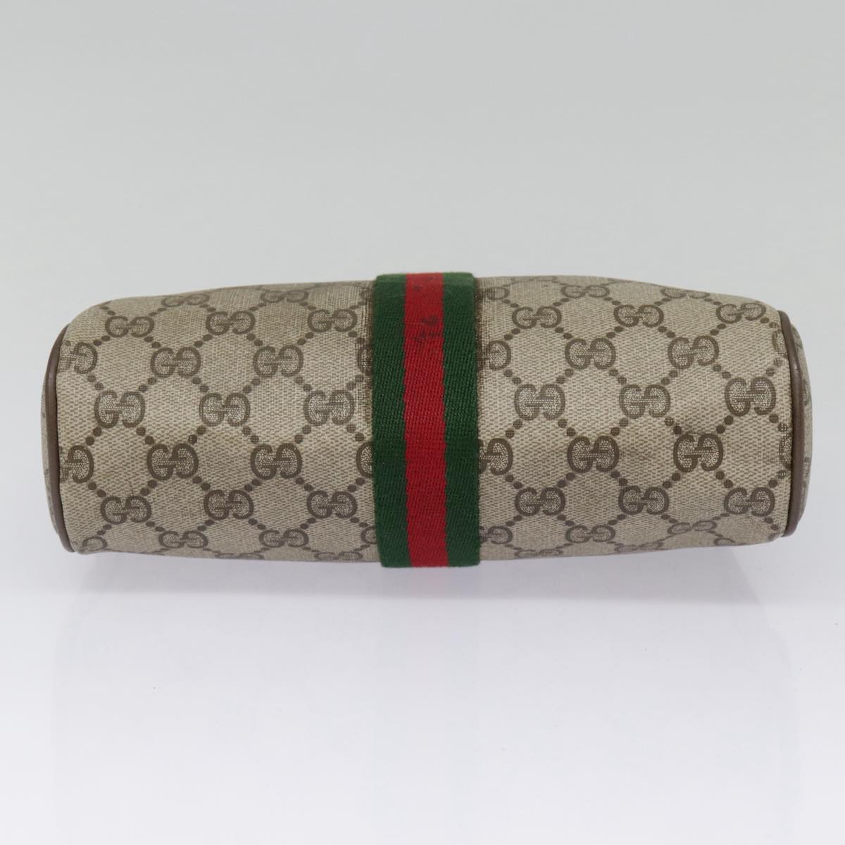 GUCCI GG Supreme Web Sherry Line Clutch Bag PVC Beige Red 89 01 012 Auth 90398