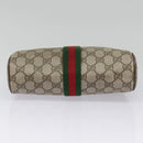 GUCCI GG Supreme Web Sherry Line Clutch Bag PVC Beige Rot 89 01 012 Auth 90398-6