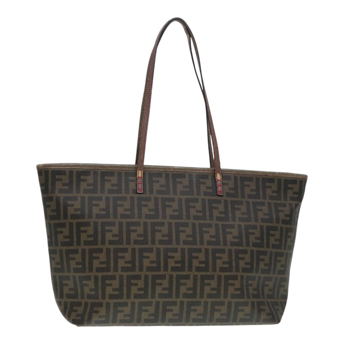 FENDI Zucca Canvas Tote Bag Brown Black gold Auth 90403