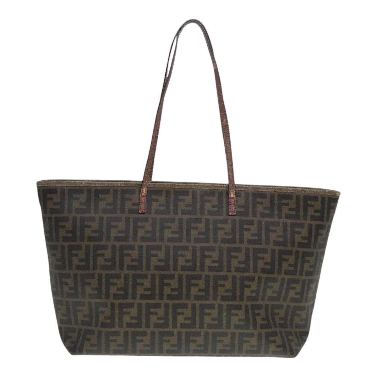 FENDI Zucca Canvas Tote Bag Brown Black gold Auth 90403