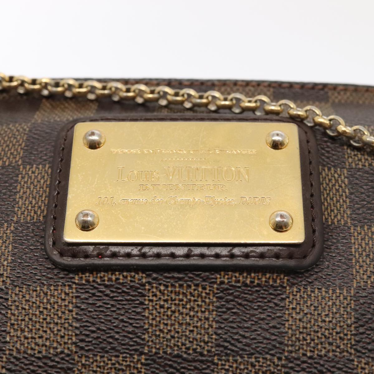 LOUIS VUITTON Damier Ebene Eva Shoulder Bag 2way N55213 LV Auth 90415