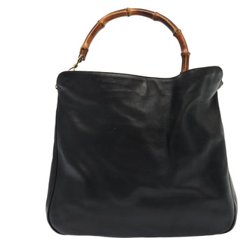 GUCCI Bamboo Shoulder Bag Leather 2way Black Gold 001 2123 1577 Auth 90421 - 0