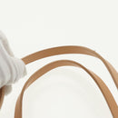 FENDI Zucchino Canvas Tote Bag Light Blue Brown Silver Auth 90434-14