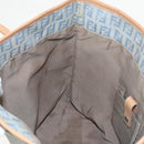 FENDI Zucchino Canvas Tote Bag Light Blue Brown Silver Auth 90434-19