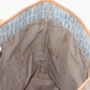FENDI Zucchino Canvas Tote Bag Light Blue Brown Silver Auth 90434-20