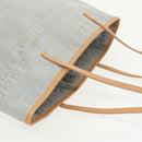FENDI Zucchino Canvas Tote Bag Light Blue Brown Silver Auth 90434-8
