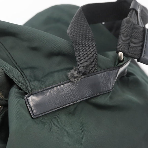 PRADA Backpack Nylon Khaki Silver Auth 90473