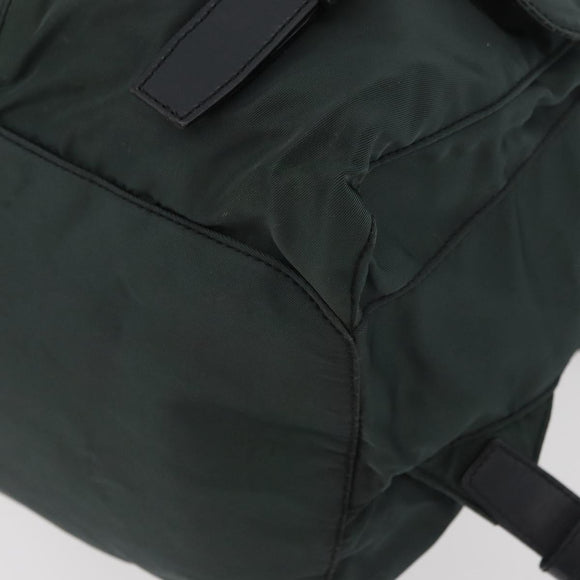 PRADA Backpack Nylon Khaki Silver Auth 90473