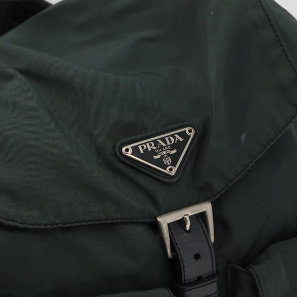 PRADA Backpack Nylon Khaki Silver Auth 90473