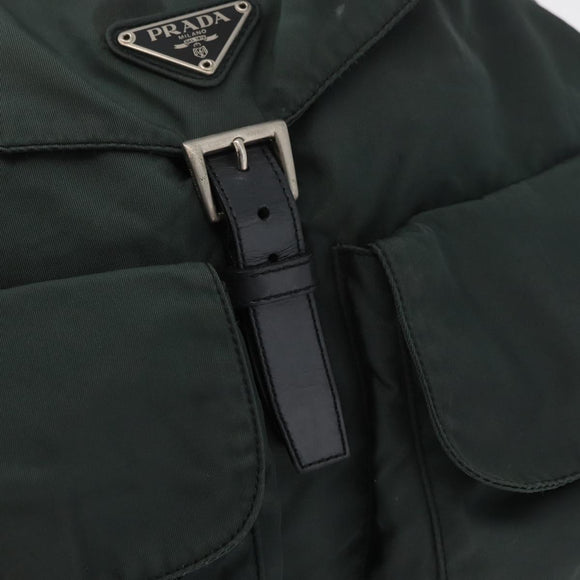 PRADA Backpack Nylon Khaki Silver Auth 90473