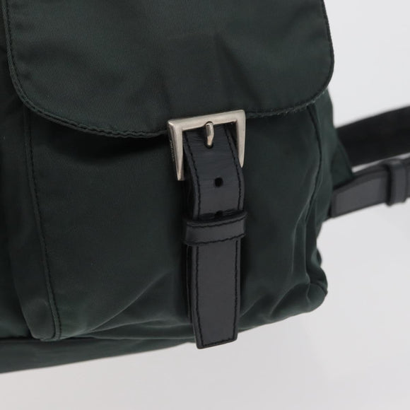 PRADA Backpack Nylon Khaki Silver Auth 90473